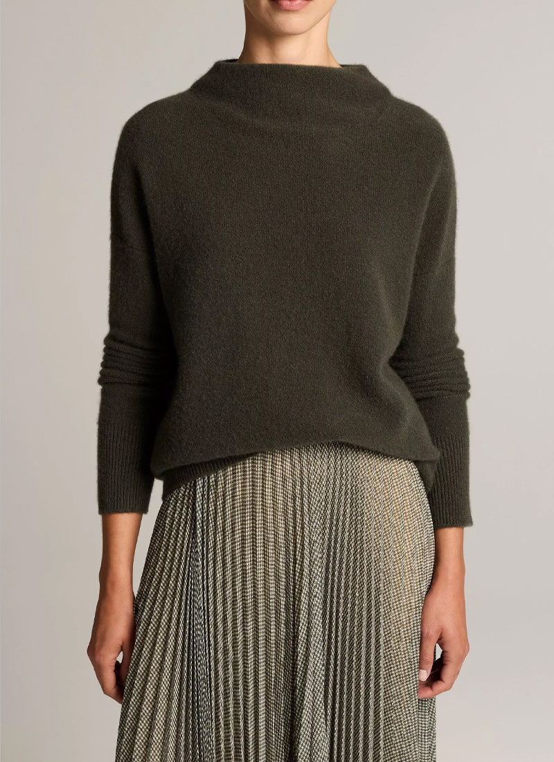 Plush Cashmere Funnel-Neck Sweater