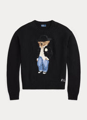 Polo Bear Cotton Knit Crew Neck Pullover