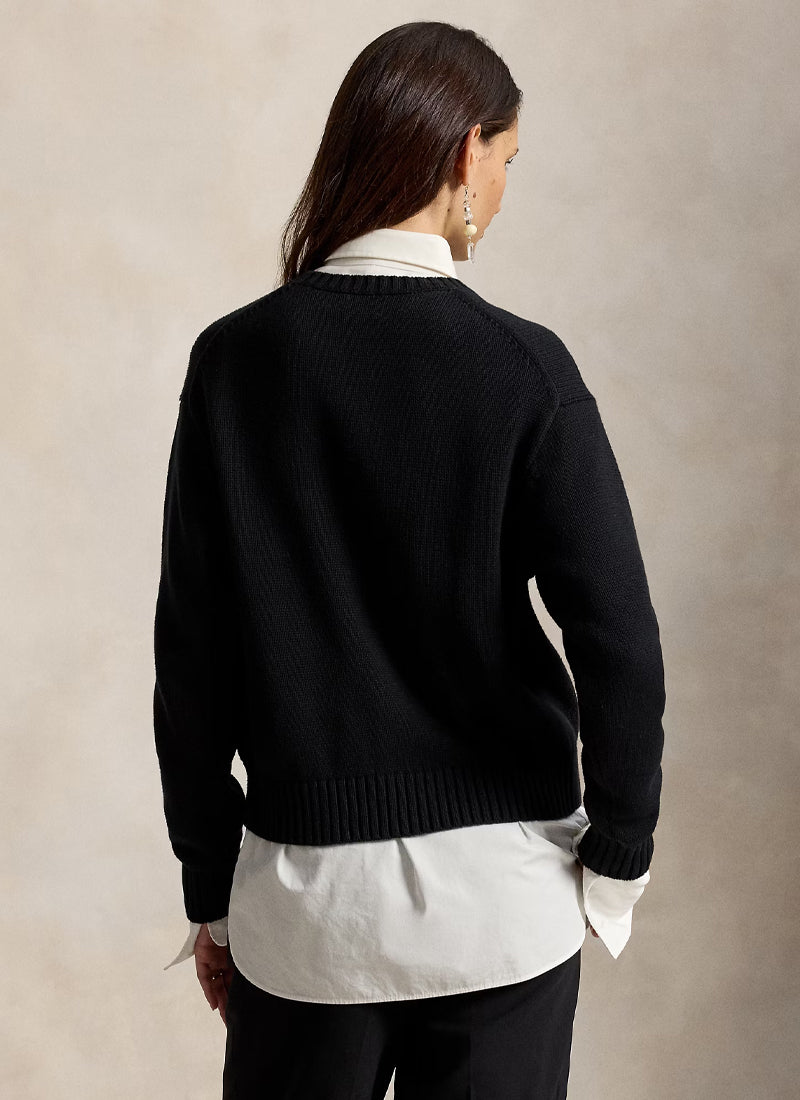 Polo Bear Cotton Knit Crew Neck Pullover