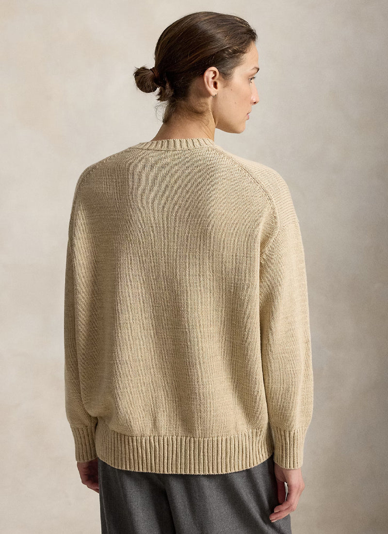 Polo Bear Cotton Knit Crew Neck Sweater