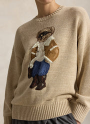 Polo Bear Cotton Knit Crew Neck Sweater