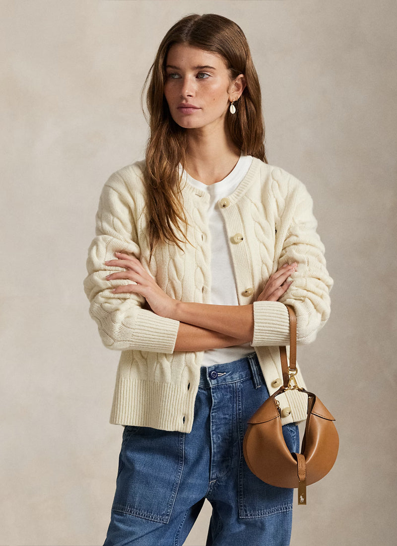 Cable Knit Cashmere Blend Cardigan