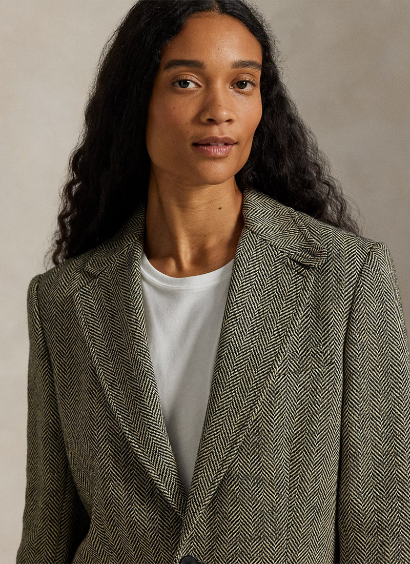 Single-Breasted Herringbone Blazer