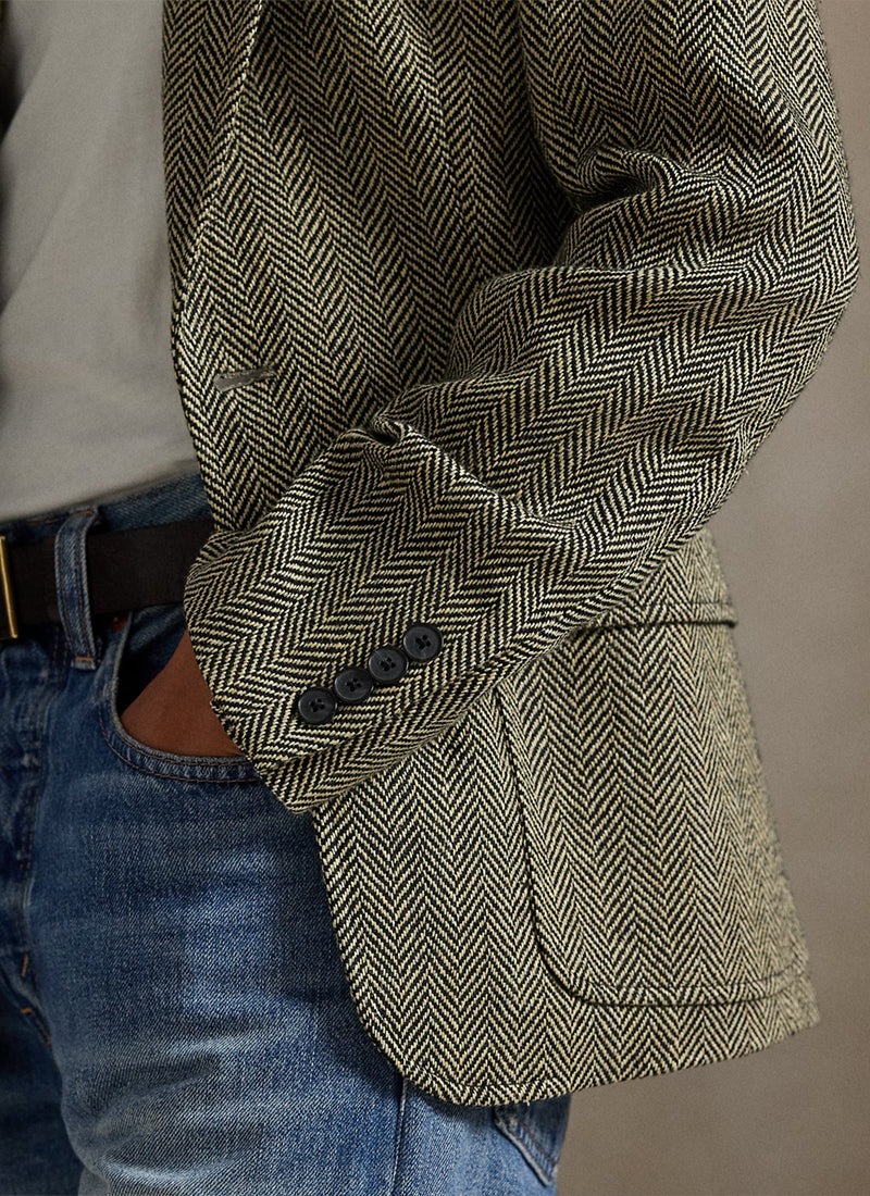 Single-Breasted Herringbone Blazer