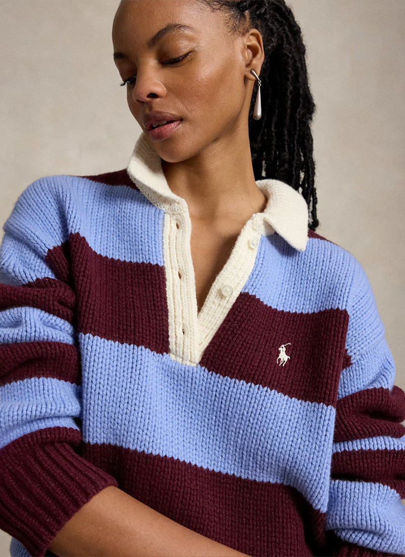Wool Striped Rugby Polo