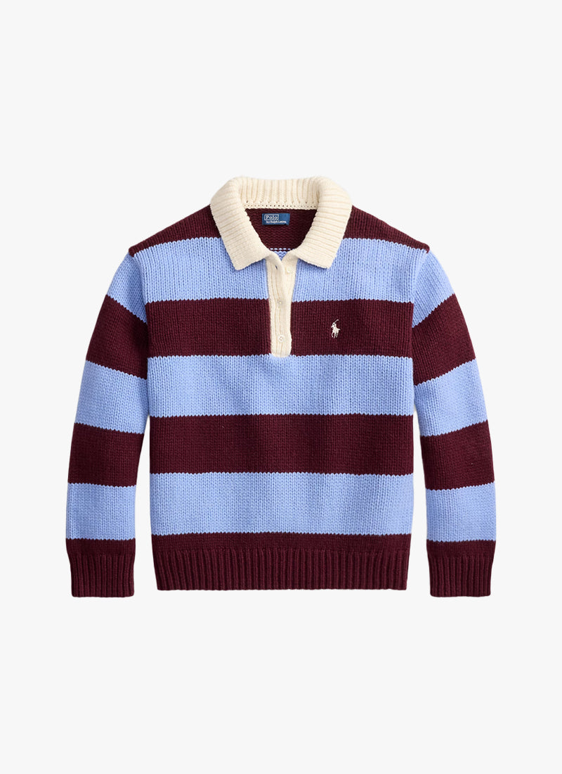 Wool Striped Rugby Polo