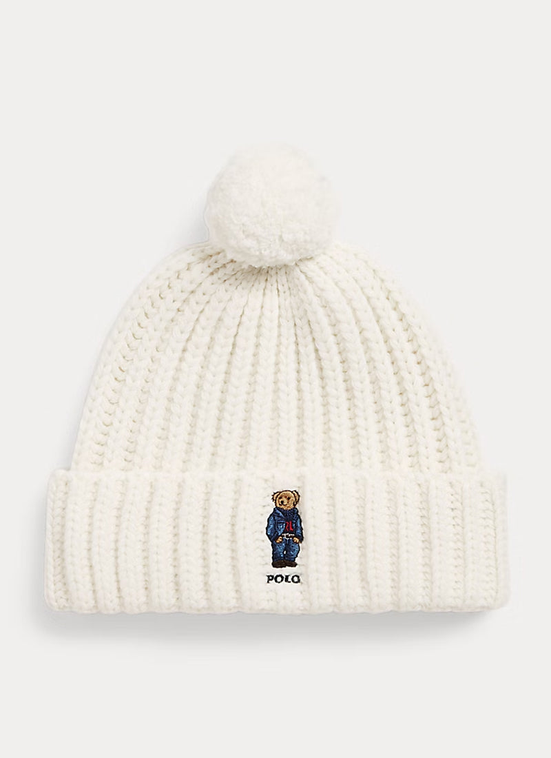 Pom Pom Denim Bear Beanie
