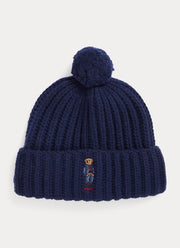 Pom Pom Denim Bear Beanie
