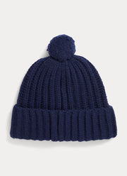 Pom Pom Denim Bear Beanie