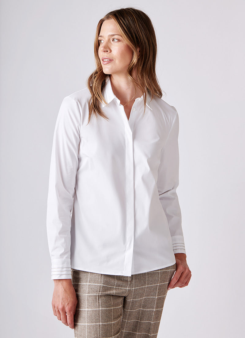 Peserico Popeline Shirt With Decorative Collar