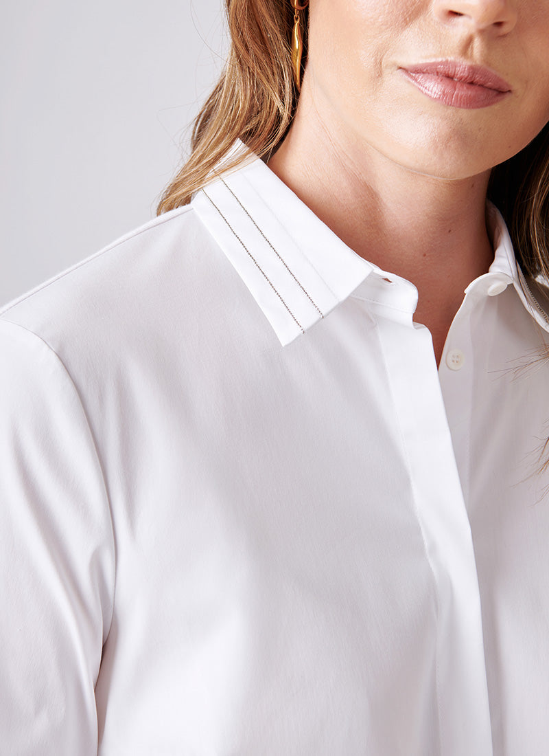 Peserico Popeline Shirt With Decorative Collar