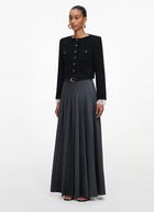 Self Portrait Grey Pleated Maxi Skirt
