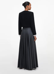 Self Portrait Grey Pleated Maxi Skirt