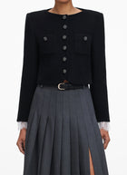 Self Portrait Grey Pleated Maxi Skirt
