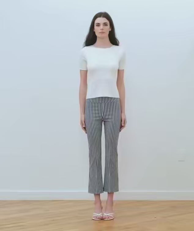 Leo Bistro Stripe Crop Flare Pants by Avenue Montaigne