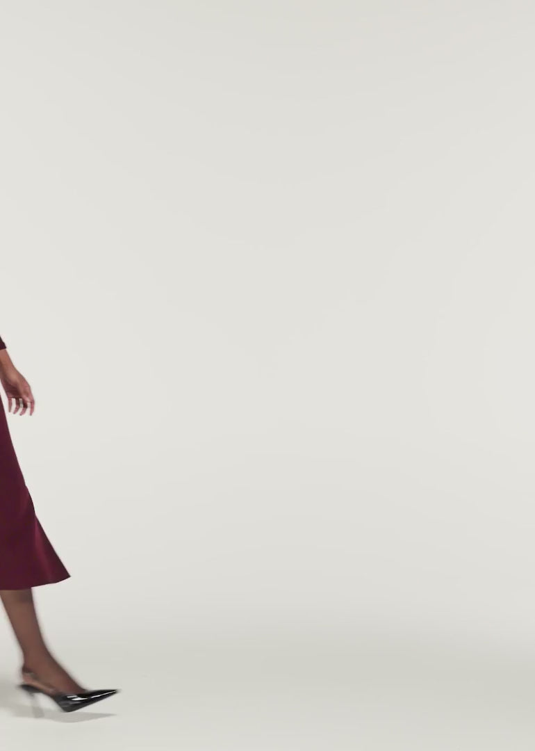 Sphere Pin Draped Wool Crepe Midi Dress by ROLAND MOURET at Andrews