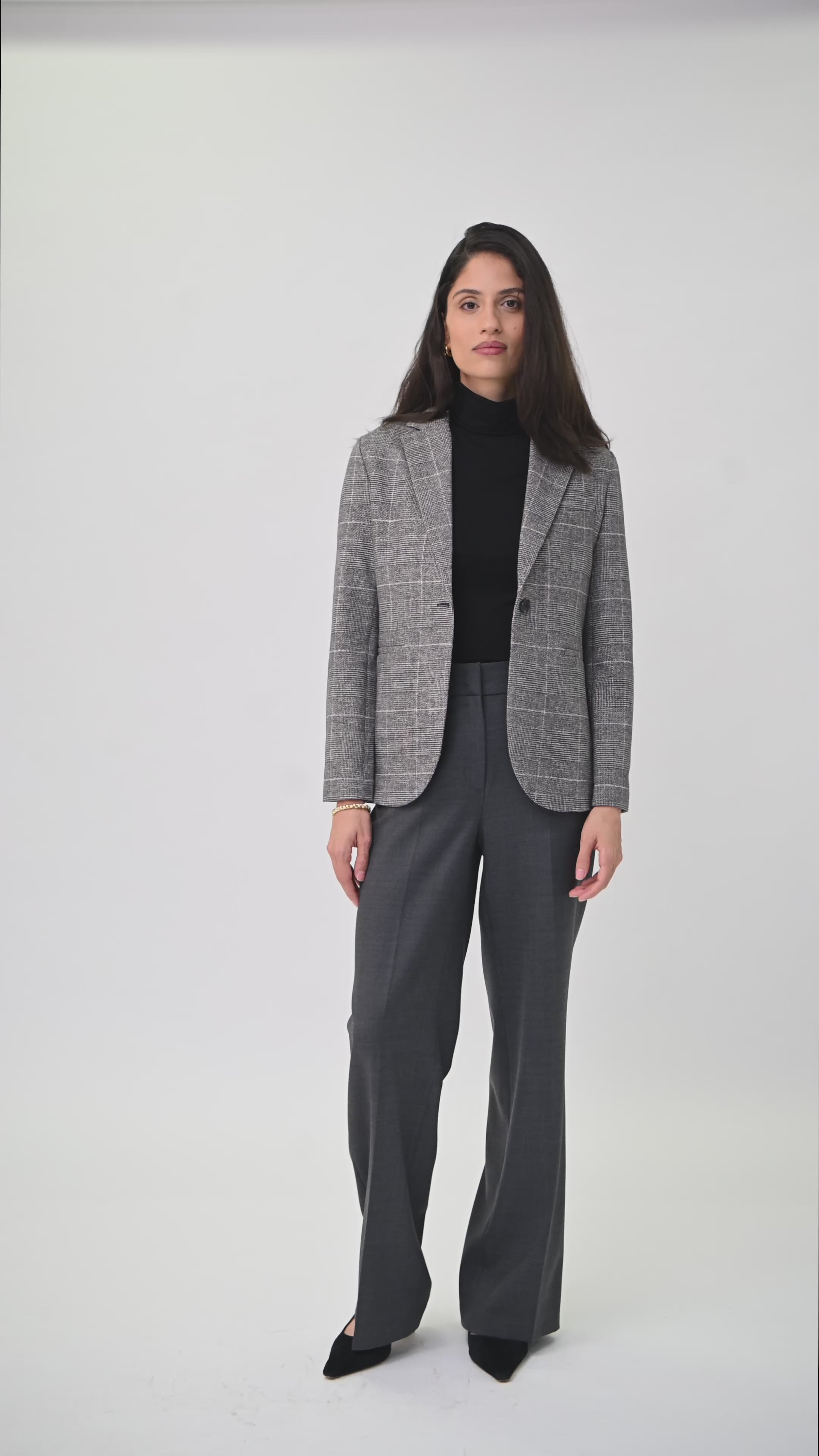 Fleece Plaid 1 Button Slim Long Blazer by Circolo 1901 | Andrews
