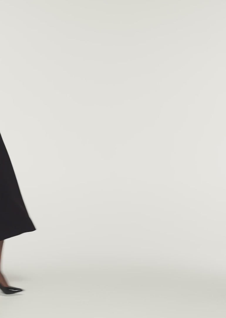  Panel Drape Crepe Flared Midi Dress by ROLAND MOURET at Andrews 