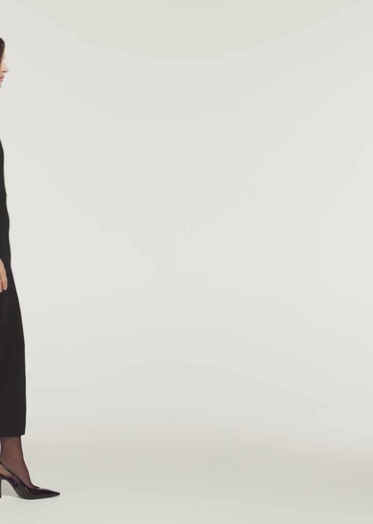  Lace Insert Wool Crepe Midi Dress by ROLAND MOURET at Andrews 