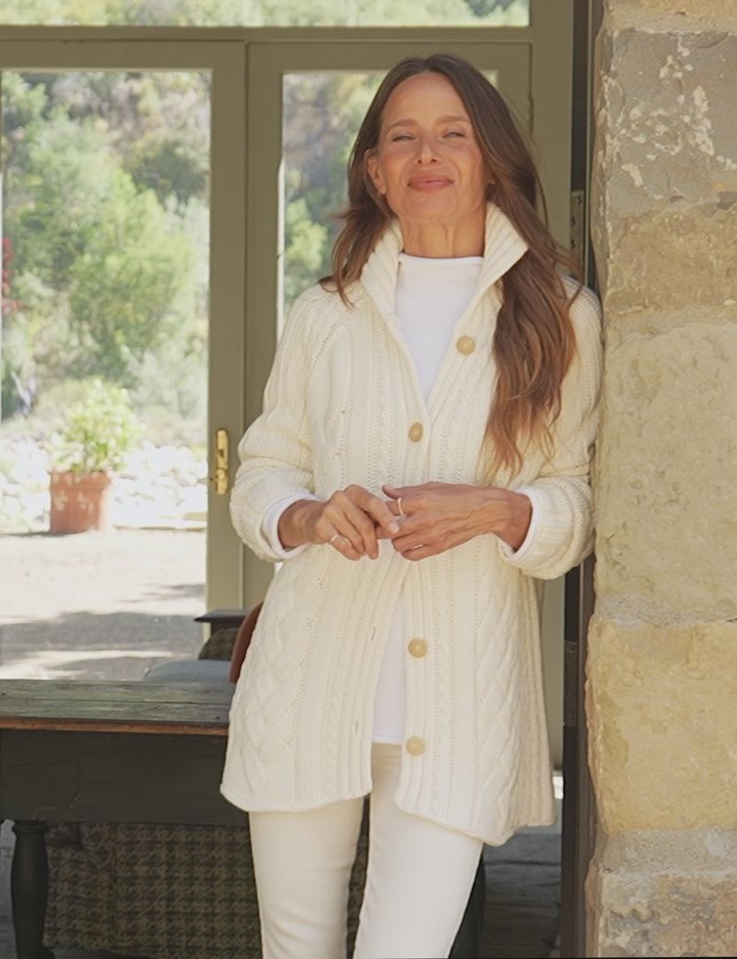 Cotswolds Cable Knit Cardigan by Frank & Eileen at Andrews