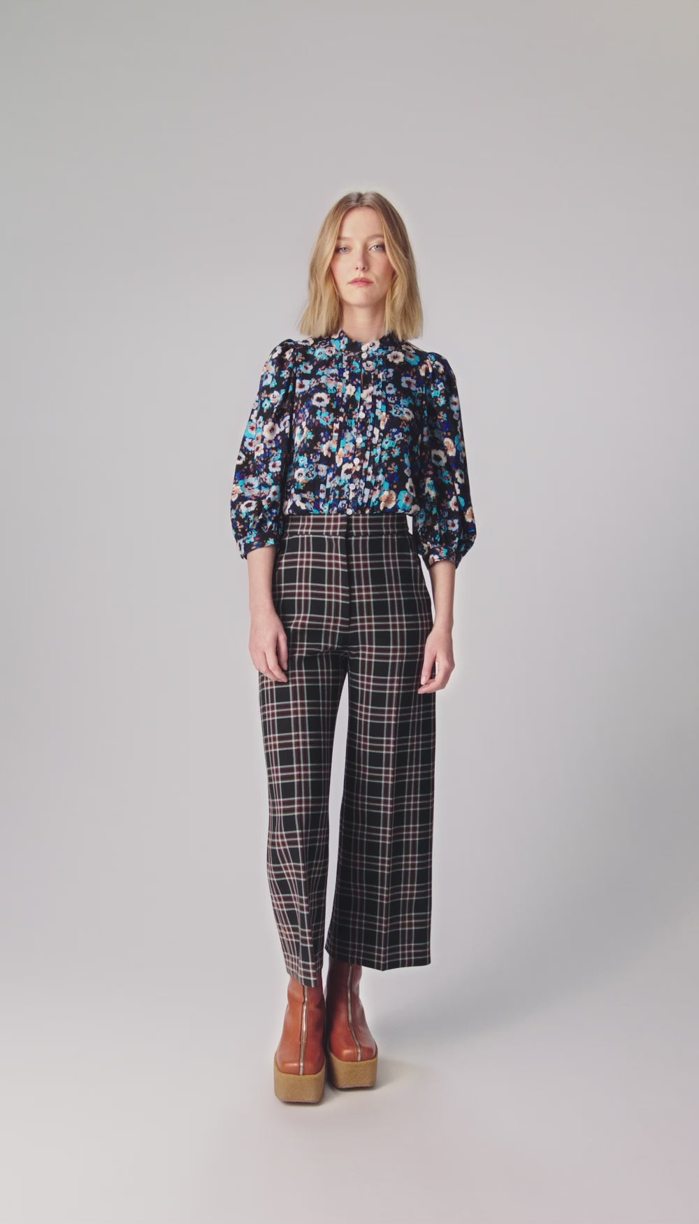 Smythe Wide-Leg Plaid Culotte