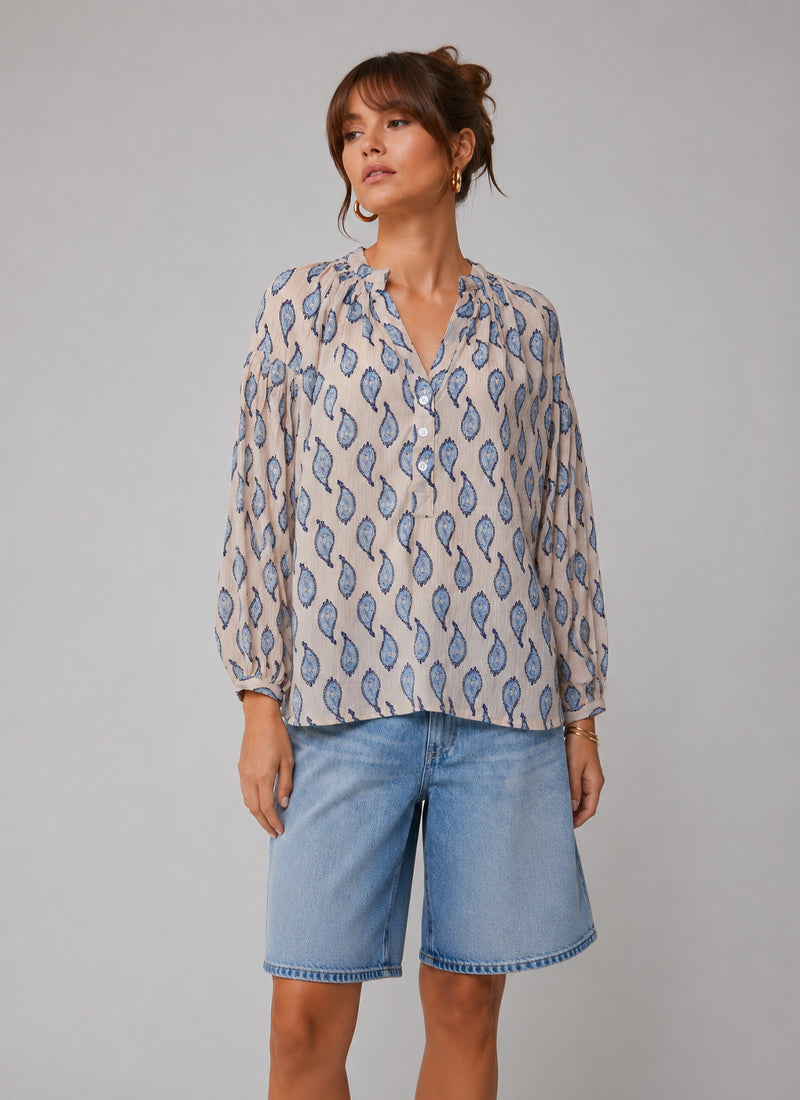  Printed Button Up Blouse by MILOS at Andrews 