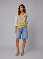 CIRCUS + CO Printed Cutwork V-Neck Blouse
