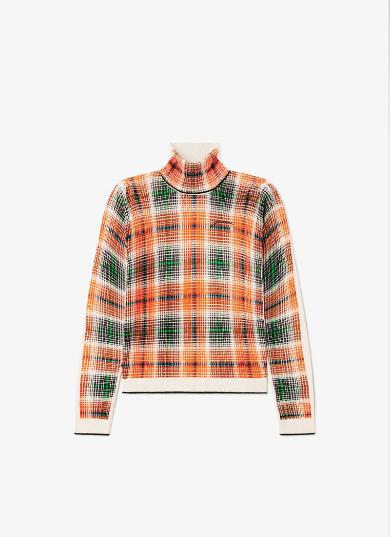 Printed Merino Turtleneck Top