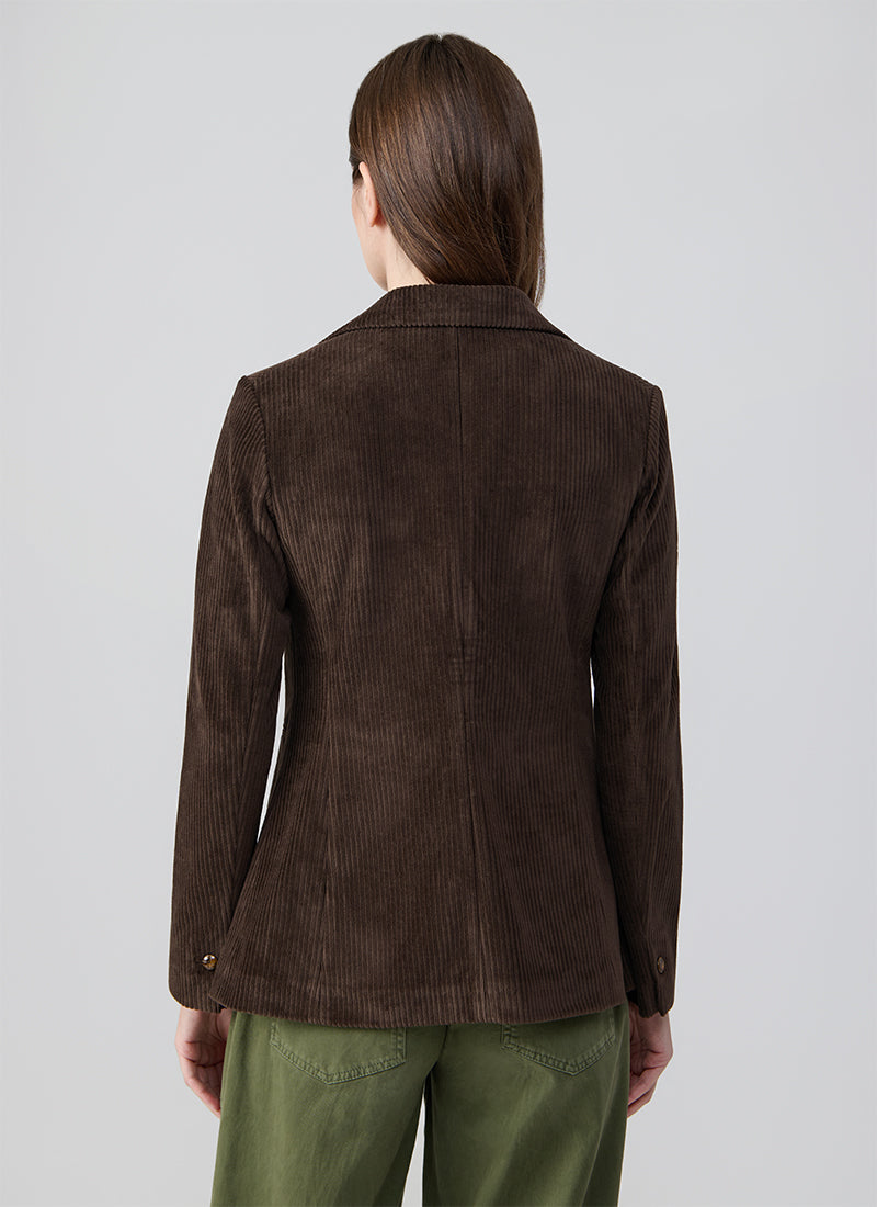 1  Button Slim Long Tiny Corduroy Blazer