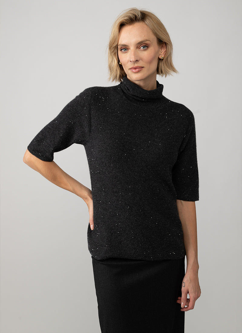 Dakota Knit Short Sleeve Turtleneck Sweater