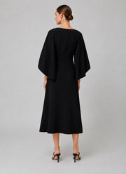Greta Constantine Quetzal Cape Sleeve Long Dress