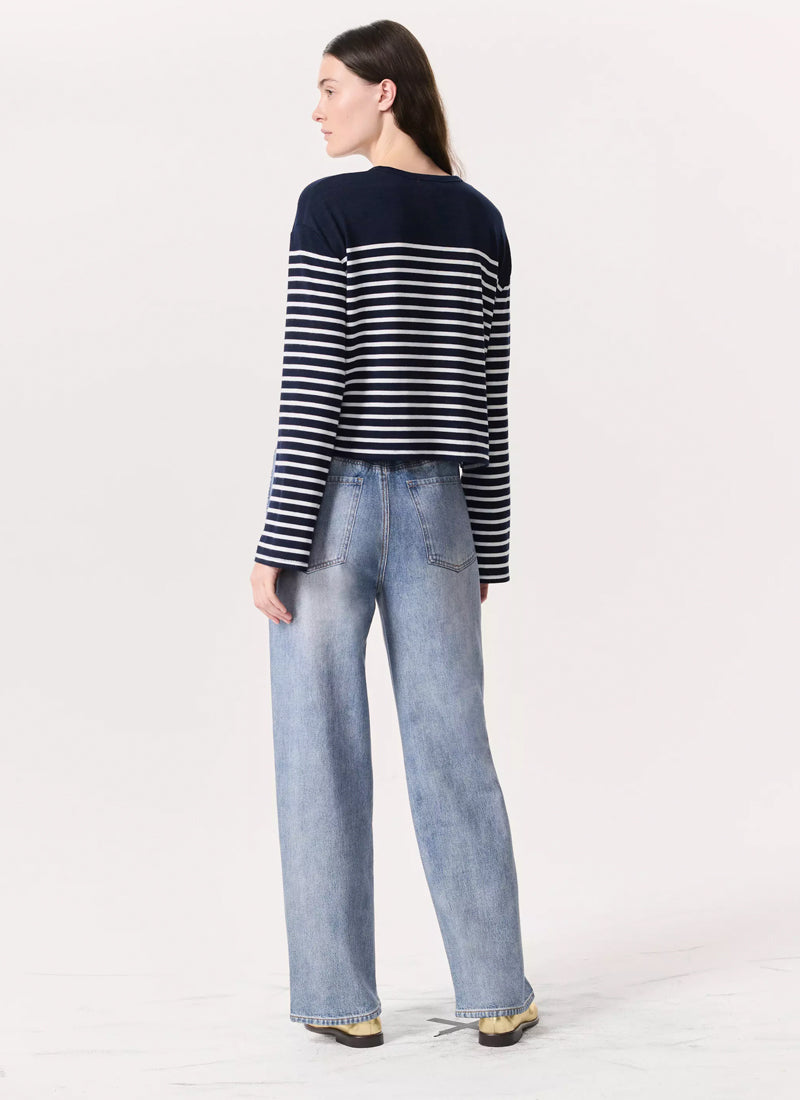 rag & bone The Knit Stripe Boxy Long Sleeve T-Shirt
