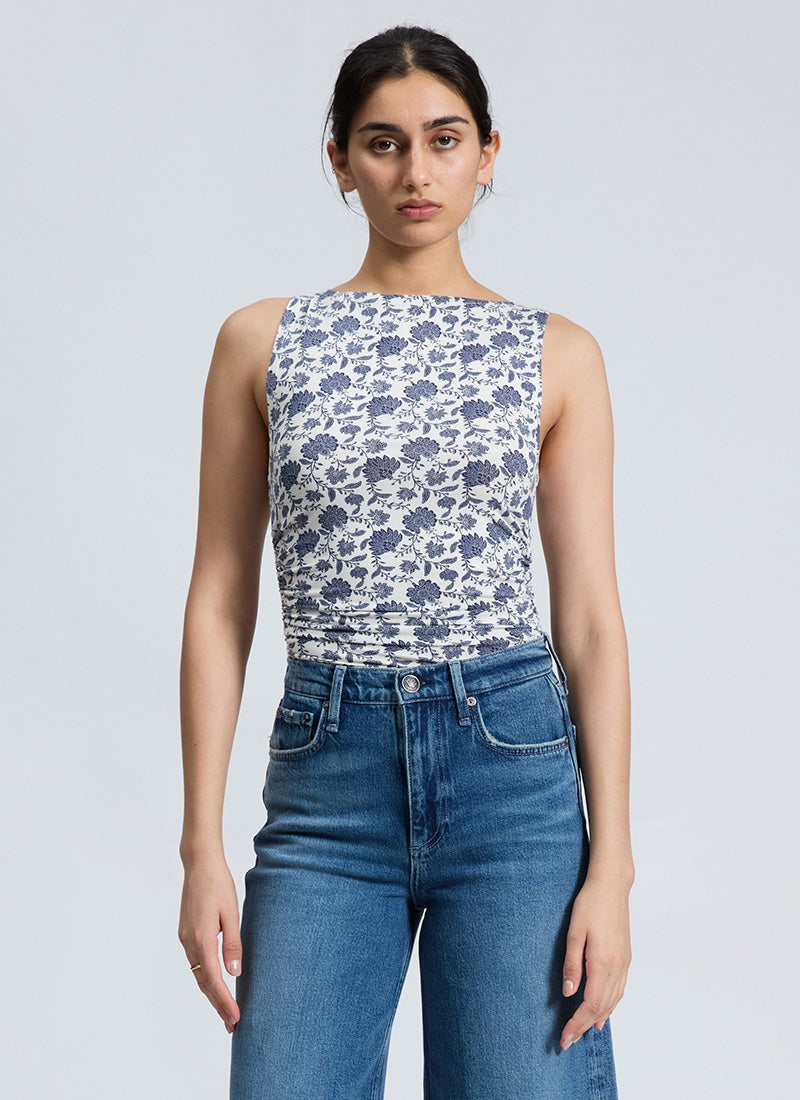 Luca Printed Shirred Tank