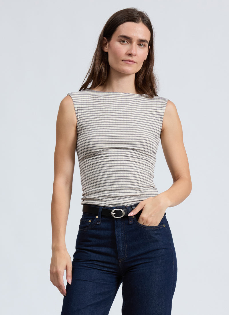 rag & bone Luca Striped Open Back Tee