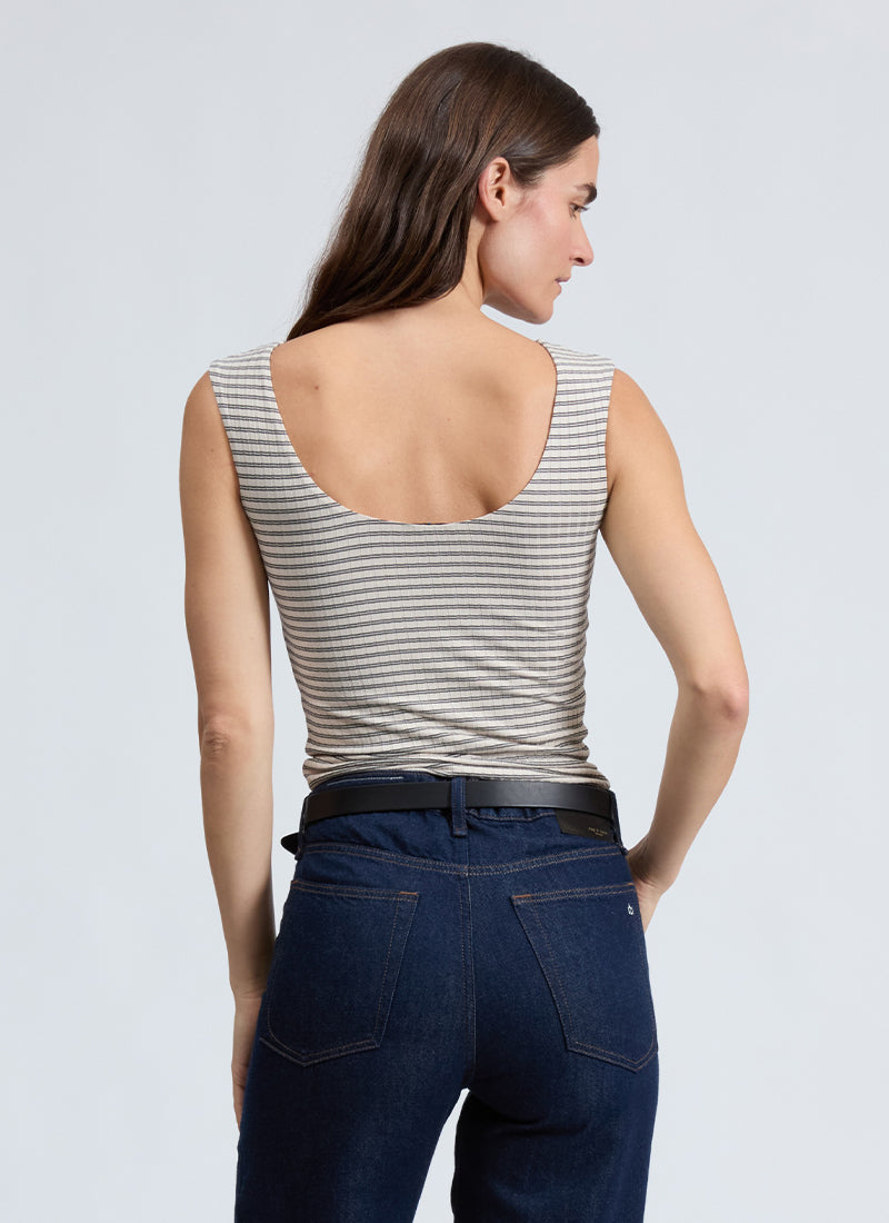rag & bone Luca Striped Open Back Tee