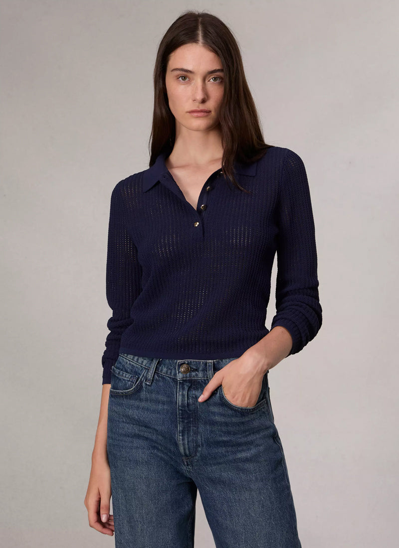 rag & bone Viola Long Sleeve Polo Sweater