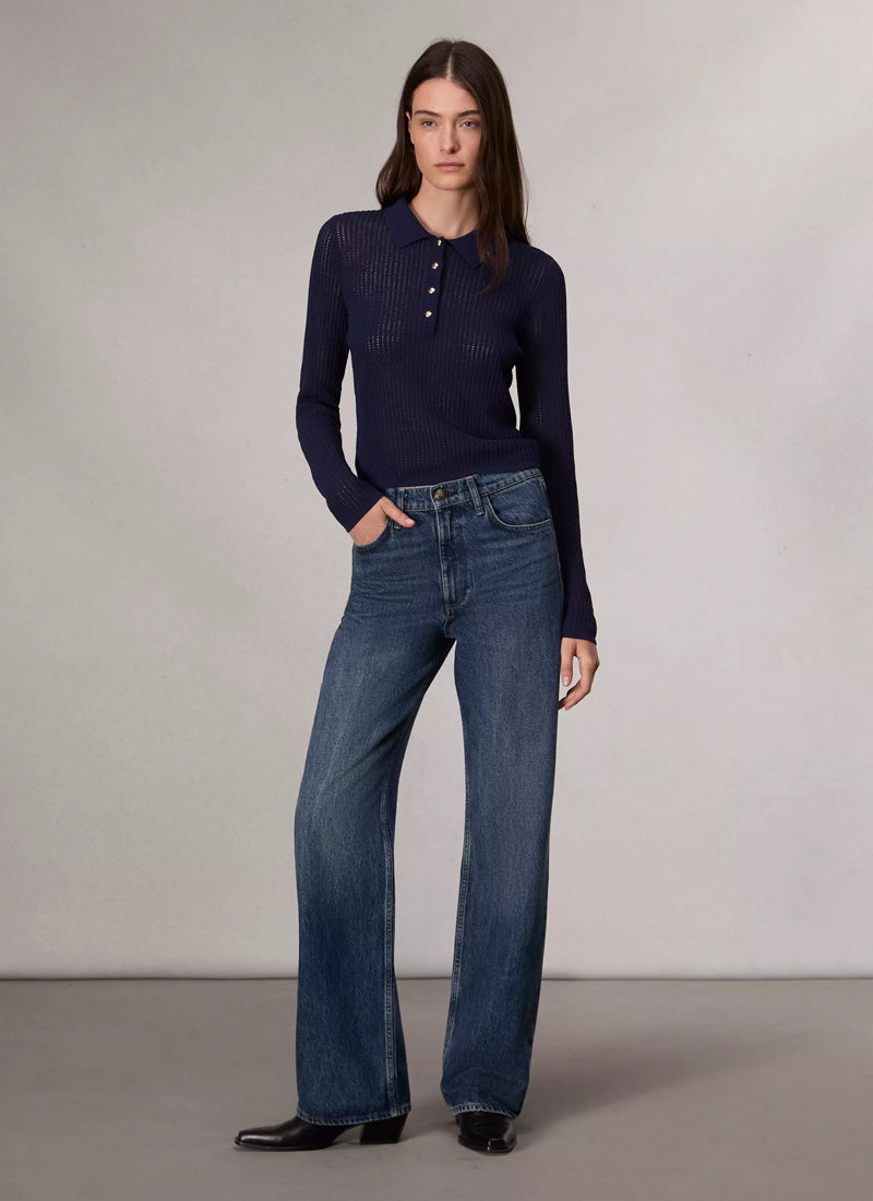 rag & bone Viola Long Sleeve Polo Sweater