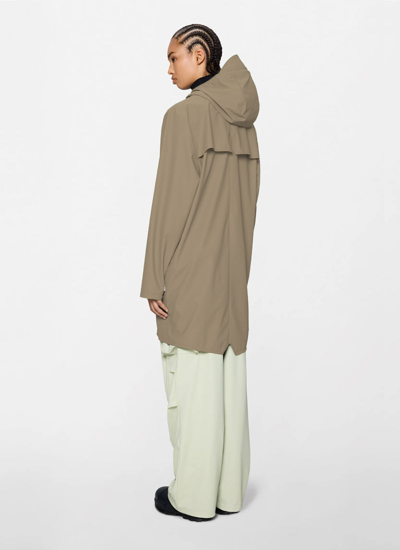The Long Rain Jacket in beige by Rains