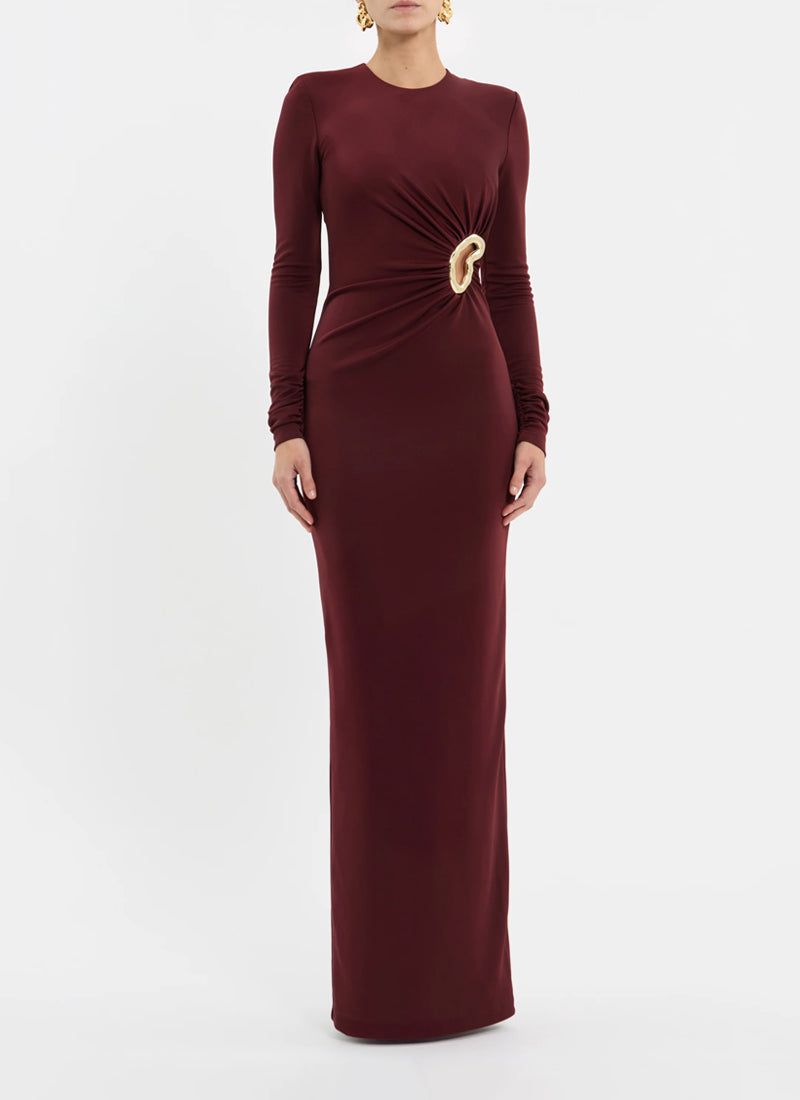  Mischa Long Sleeve Gold Hardware Maxi Dress by Rebecca Vallance at Andrews 