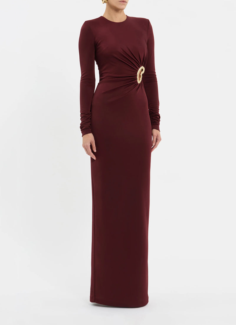  Mischa Long Sleeve Gold Hardware Maxi Dress by Rebecca Vallance at Andrews 