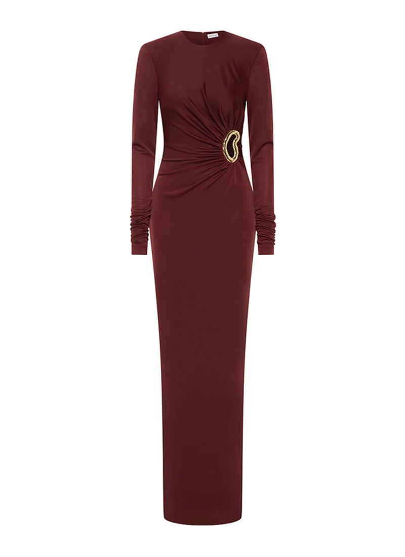  Mischa Long Sleeve Gold Hardware Maxi Dress by Rebecca Vallance at Andrews 