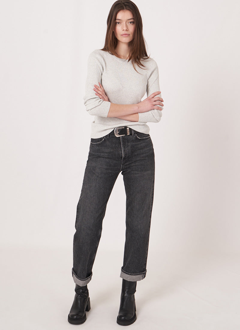 Repeat Cashmere Crewneck Ribbed Cotton Viscose Sweater