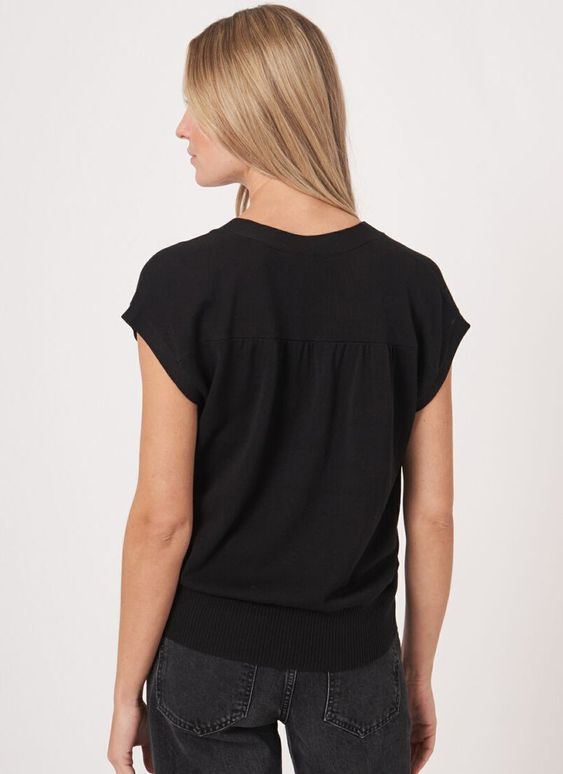 Repeat Sleeveless Sweater with Silk Front
