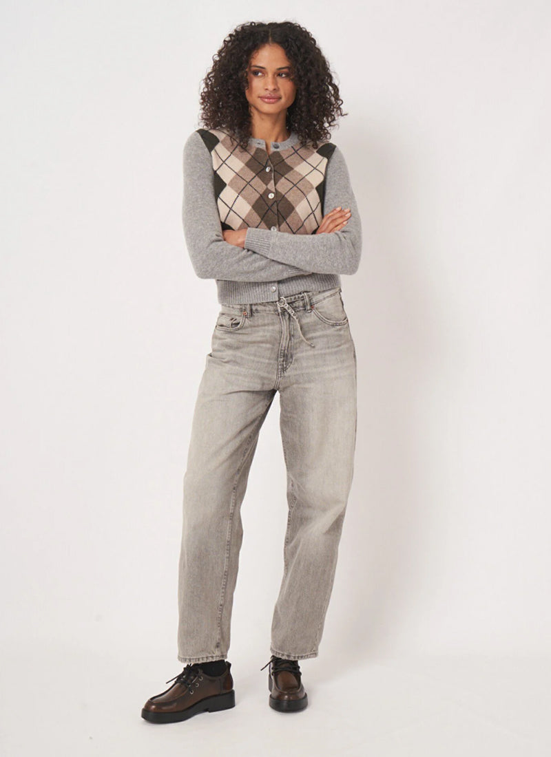 REPEAT Cashmere Argyle Fitted Cardigan