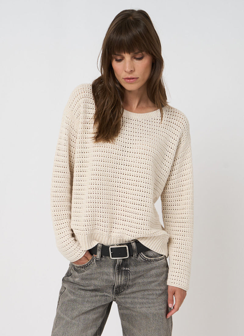 Cotton Pointelle Boat-Neck Sweater by REPEAT Cashmere
