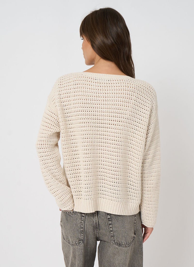 Cotton Pointelle Boat-Neck Sweater by REPEAT Cashmere