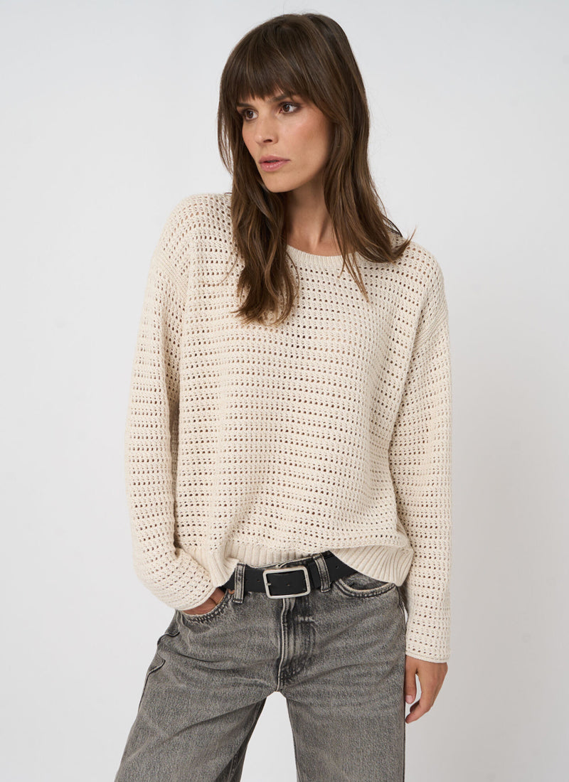 Cotton Pointelle Boat-Neck Sweater by REPEAT Cashmere