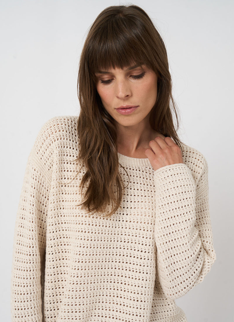 Cotton Pointelle Boat-Neck Sweater by REPEAT Cashmere