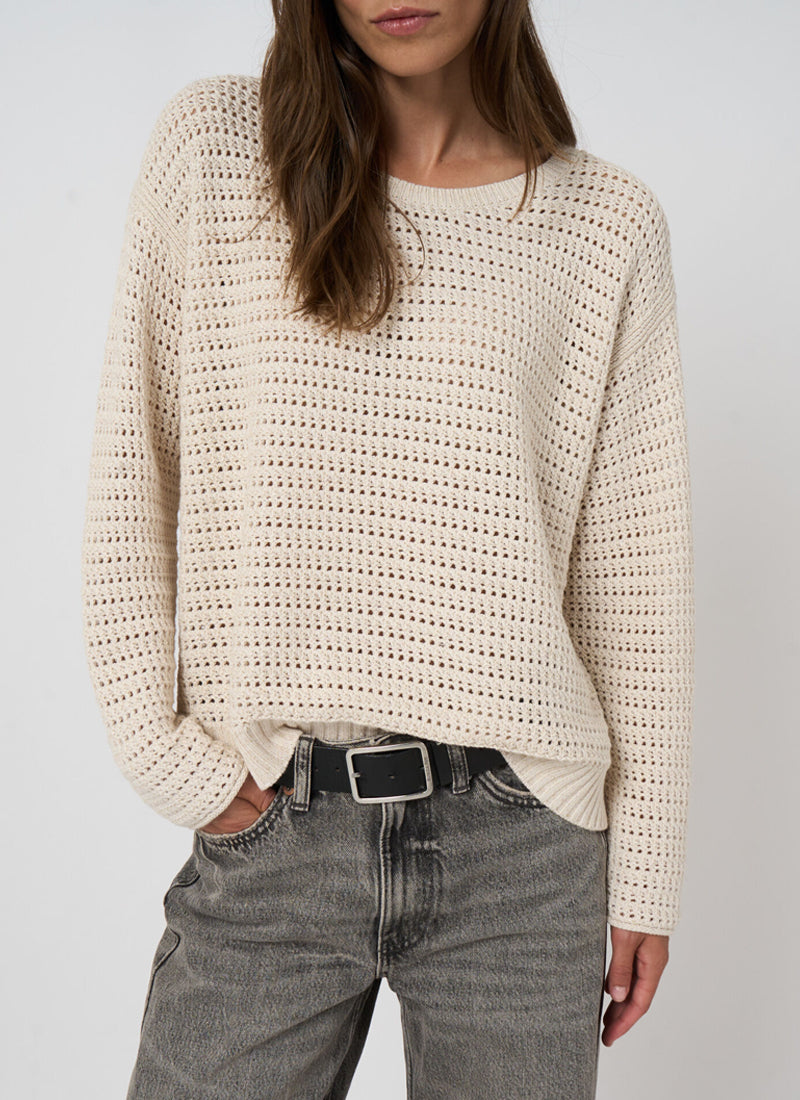 Cotton Pointelle Boat-Neck Sweater by REPEAT Cashmere