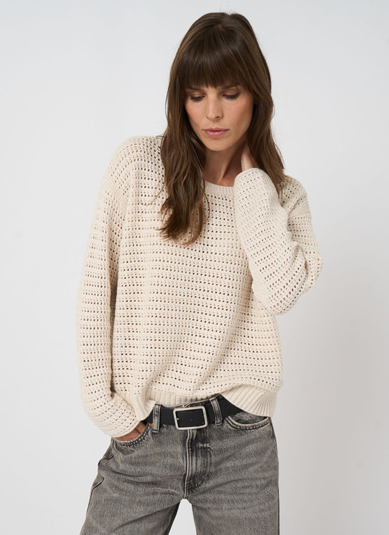 Cotton Pointelle Boat-Neck Sweater by REPEAT Cashmere